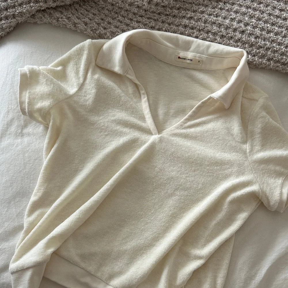 Marine Layer Cream Short-Sleeve Top (terry cloth like material) - Picture 2 of 2